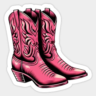 Pink cowboy boots Sticker